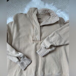 Aerie Getaway Quarter Snap Sweatshirt in Koko Brown XS